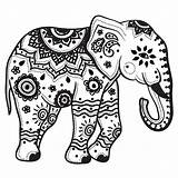 Coloring Elephant Mandala Outline Pages Tattoo Indian Drawing India Clipart Pattern Color Adults Printable Henna Elephants Designs Tattoos Clip Print sketch template