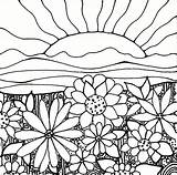 Coloring Pages Garden Sunset Flower Sheets Printable sketch template