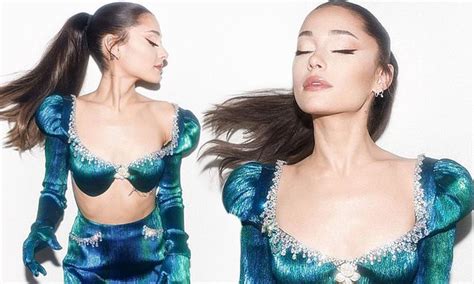 ariana grande looks ab solutely fabulous in shimmering blue crop top