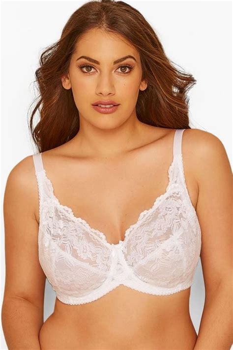 White Stretch Lace Non Padded Underwired Bra Yours Clothing