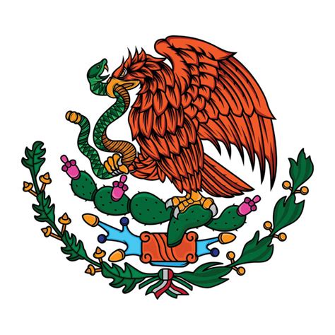 Bandera De México El águila Y La Serpiente Vector Premium