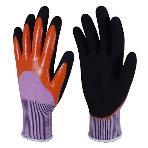 ansi cut level   waterproof double dip full sandy nitrile coated hppe cut resistant work glove