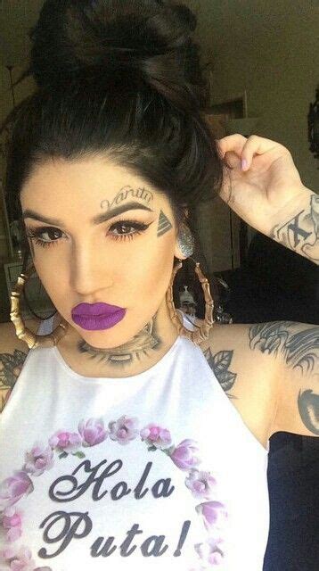 dope tatted prettygang girl face tattoo face tattoos latina tattoo