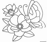 Papillon Fleurs Colorier sketch template