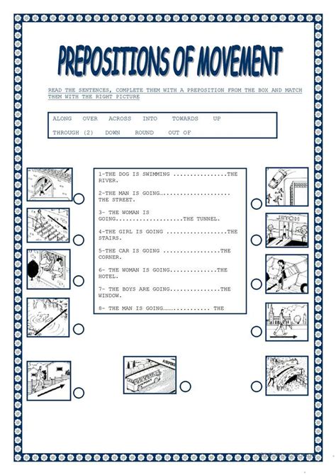 preposition  movement worksheets preposition worksheets