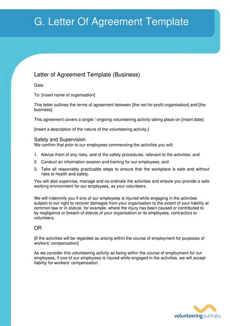 letter  agreement sample allbusinesstemplatescom
