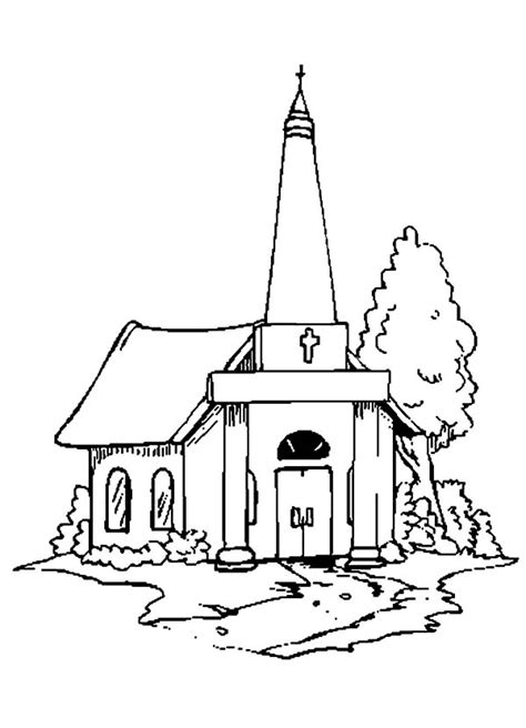 country church coloring pages  place  color