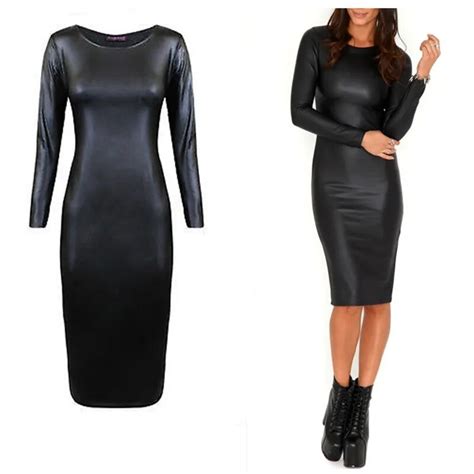 buy sexy club dress black bodycon dress leather look