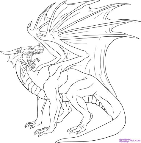 dragon sketch colouring pages