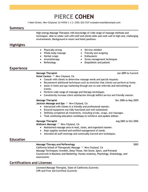 massage therapist resume   professional resume writing