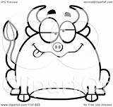 Drunk Chubby Bull Clipart Cartoon Vector Smiling Coloring Outlined Cory Thoman Template Royalty sketch template