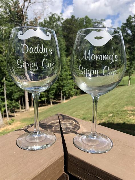 Mommy S Sippy Cup Daddys Sippy Cup Etched Wine Glass For Etsy