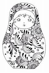 Russian Dolls Coloring Pages Adults Doll sketch template