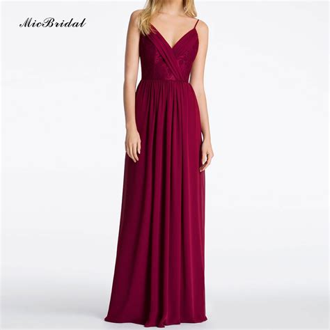 2016 New Design Elegant V Neck Beaded Sexy Wine Red Bridesmaid Dress