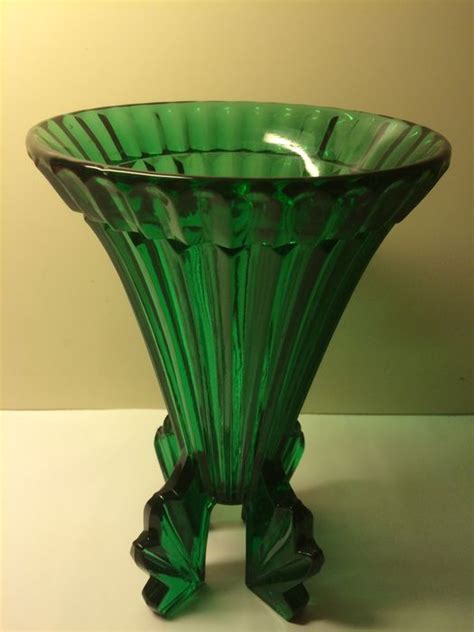Green Glass Art Deco Vase Catawiki
