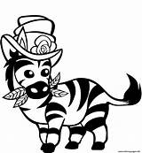 Zebra Coloring Hat Top Pages Printable Cute sketch template