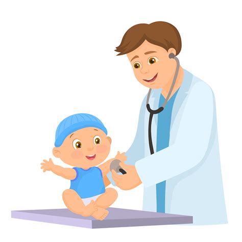 pediatrician  baby doctor exam baby  hospital  vector