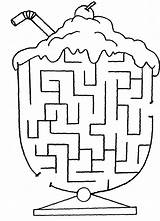 Printable Easy Maze Mazes Kids Coloring Pages Ice Cream sketch template