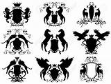 Heraldic Heraldry Animal Vector Animals Clipart Elements Set Shields Blason Panther Vectors Stock Crest Arms Coat Horse Illustrations Shield Crown sketch template