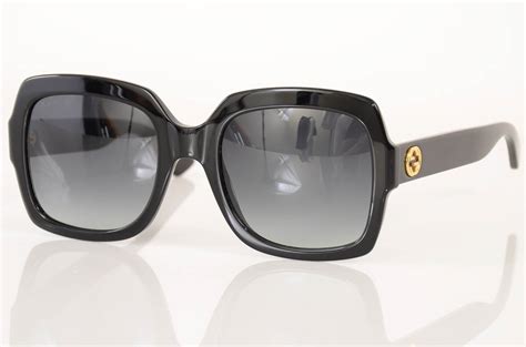 gucci gg0036s black signature gg logo gradient square frame sunglasses