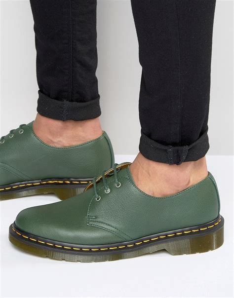 dr martens leather   eye shoes  green  men lyst