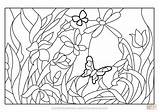 Stained Glass Coloring Pages Flower Garden Flowers Printable Supercoloring Patterns Adult Vase Creative Paint sketch template