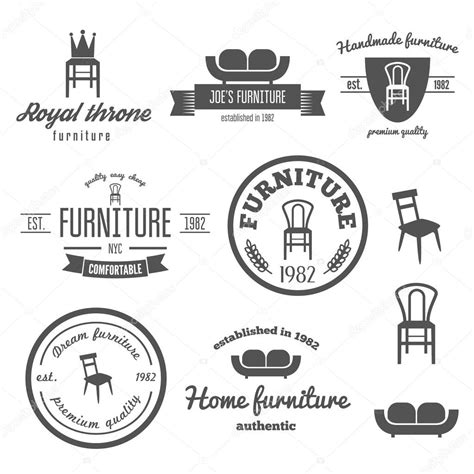 set  vintage logo badgeemblem  logotype elements  furniture shop stock vector