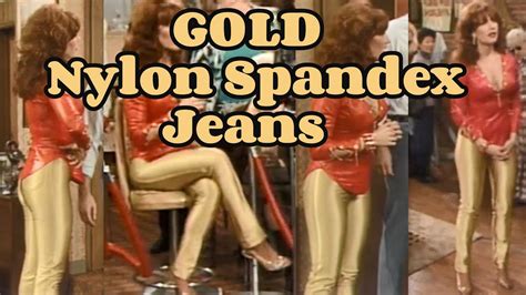 Katey Peg Bundy Sagal In Gold Nylon Spandex Disco Pants Rock Jeans