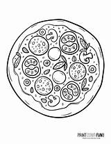 Pizza Coloring Pages Color Slices Whole Pies sketch template