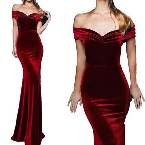 long mermaid velvet red evening dresses off the by prom dress on