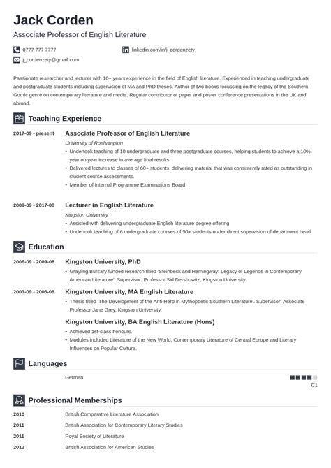 academic cv template  masters application
