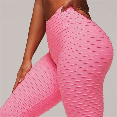 2018 sexy yoga pants pink sport leggings high waist push up fitness