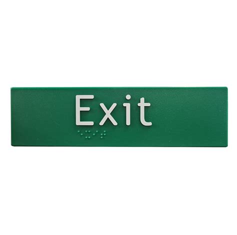 Exit Braille Sign Green White • Tactile Systems Australia