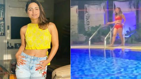 hina khan s bts video in a bikini from her bollywood debut