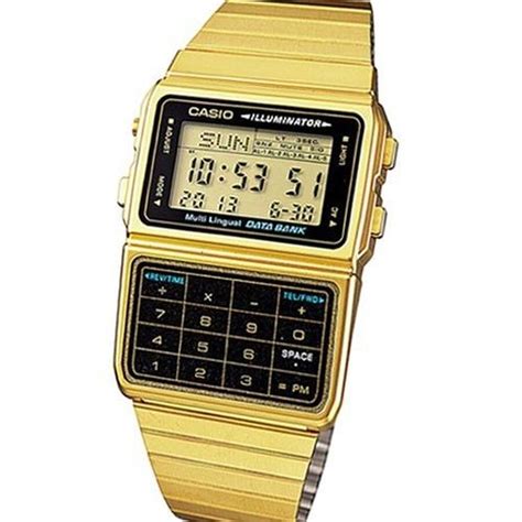 casio databank calculator gold tone unisex digital  dbcg  casio watches jomashop