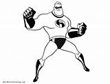 Incredibles Coloring Pages Incredible Mr Printable Kids Adults Color sketch template