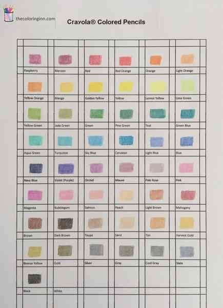 color charts  colored pencils  coloring inn