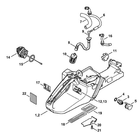 stihl ms  chainsaw ms  mz parts diagram tank housing