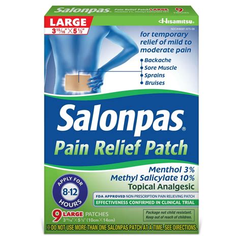 salonpas pain relief patch  hour mild  moderate pain relief