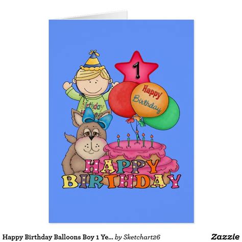 happy birthday balloons boy  year  card zazzlecomau happy