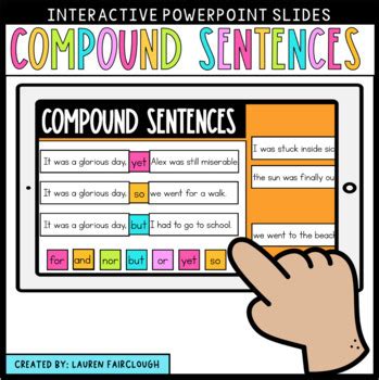 compound sentences digital   lauren fairclough tpt