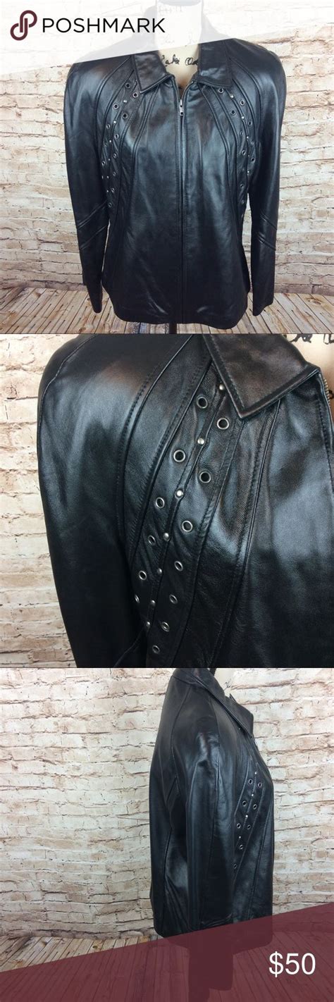 pamela mccoy black leather fully lined jacket black leather leather jackets
