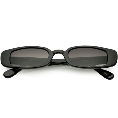 Sunglass La Extreme Thin Small Rectangle Sunglasses Neutral Colored