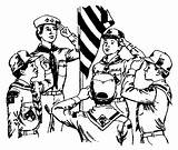 Coloring Pages Boy Flag Scouts Saluting Scout sketch template