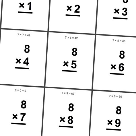 flash cards multiplication printable