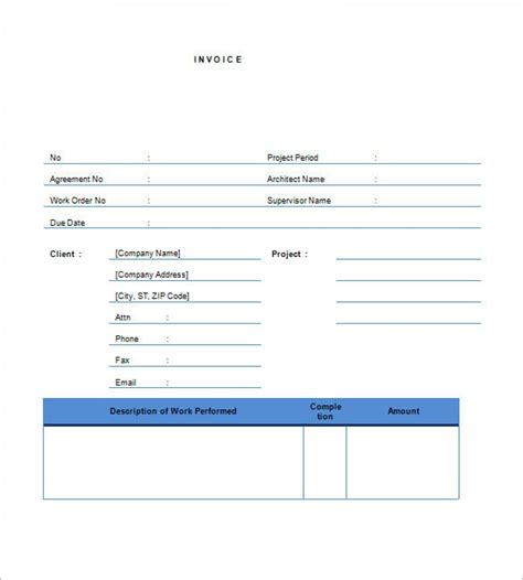 contractor invoice templates   word excel  format