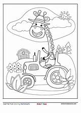 Coloring Giraffe Driving Cartoon Worksheet Letter sketch template