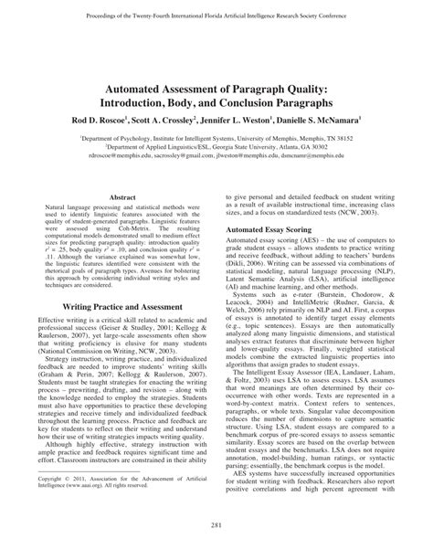 automated assessment  paragraph quality introduction body