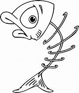 Skeleton Fish Cartoon Clipart Kids Clip Bones Drawing Printable Coloring Pages Fishbones Animals Cliparts Coloring4free Funny Bone Fishbone Gif Skull sketch template