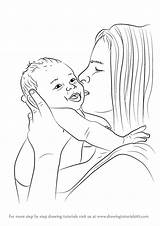 Mother Baby Draw Kissing Drawing Child Drawings Step Pencil Simple People Drawingtutorials101 Tutorial Learn Paintingvalley sketch template